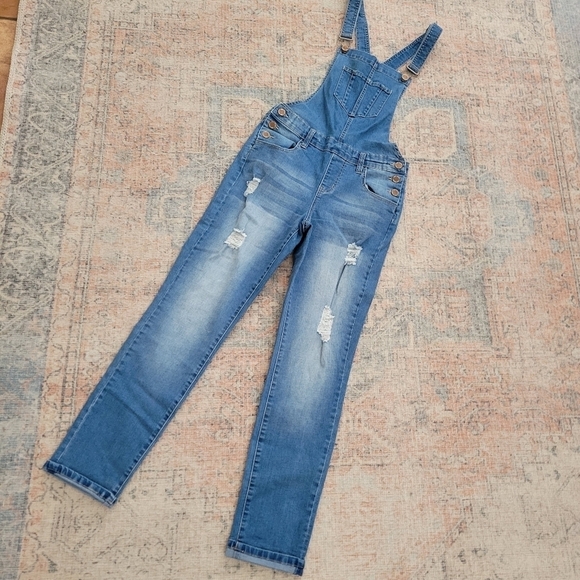 YMI Denim Overall Distressed Light Wash S - Picture 1 of 8